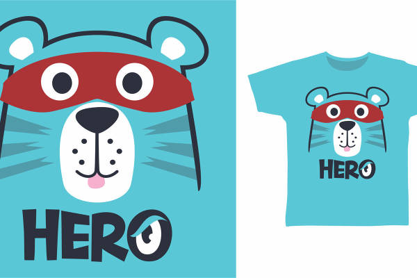 创意熊头英雄印花：儿童服装印花设计