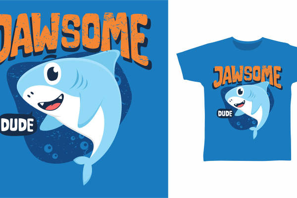 裁片印花服装：JAWSOME俏皮鲨鱼图案设计