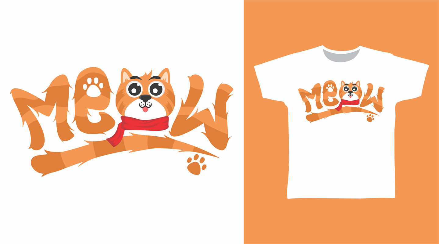 猫咪图案裁片印花：可爱猫咪图案服装印花设计