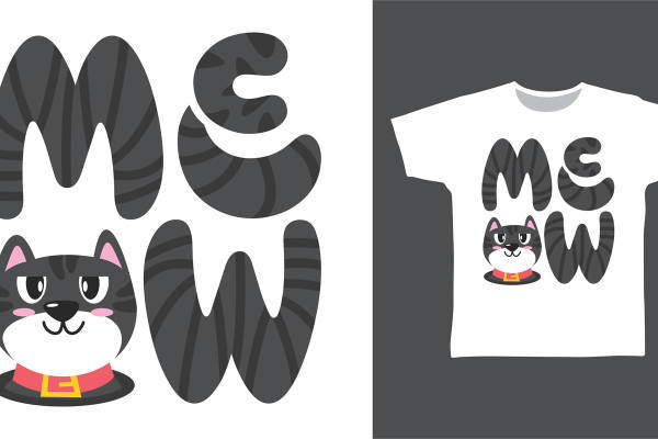 猫咪图案裁片印花：萌趣猫咪设计，适合各种服装印花