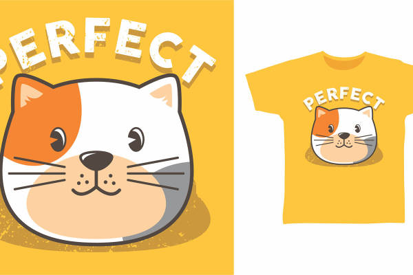 完美猫头印花：可爱猫咪图案服装印花设计