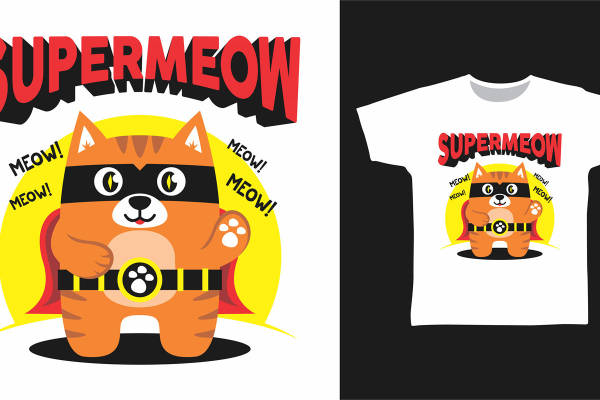 超萌猫超人裁片印花，时尚可爱服装印花设计