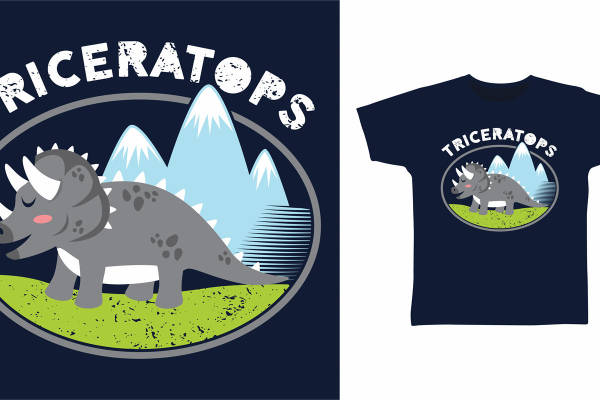 恐龙世界：可爱卡通恐龙图案裁片印花，适合儿童服装