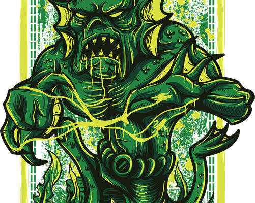 绿色怪兽裁片印花：独特设计的服装印花解决方案