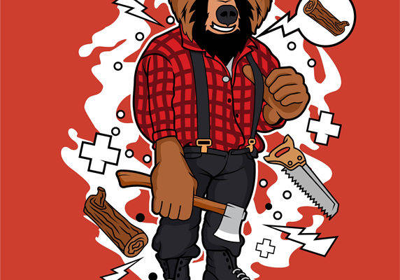 熊头斧头图案服装印花裁片