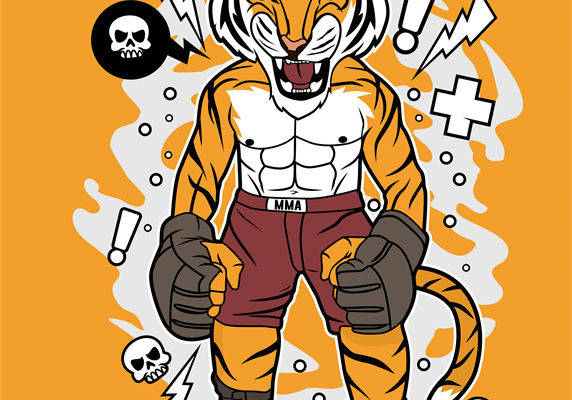 老虎MMA战士服装印花设计素材