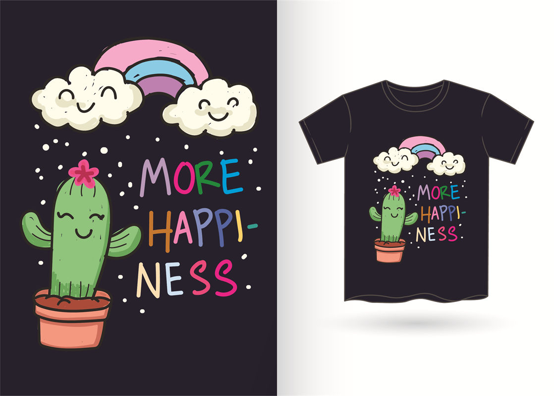 可爱卡通仙人掌印花：打造个性服装