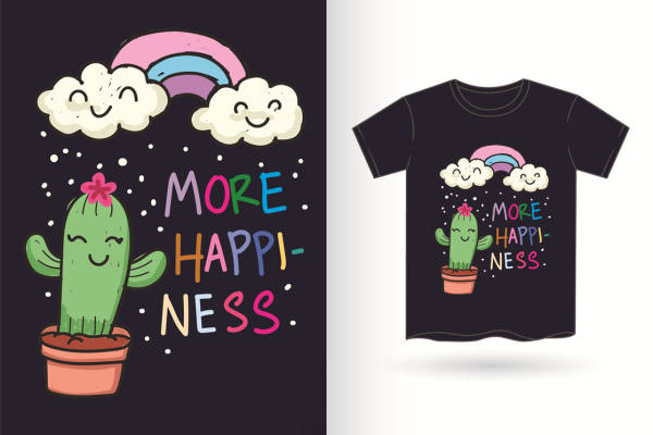 可爱卡通仙人掌印花：打造个性服装