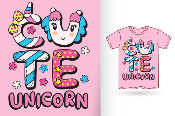 可爱独角兽服装印花设计素材