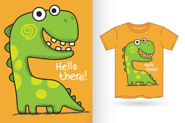 卡通恐龙裁片印花,可爱童趣服装印花