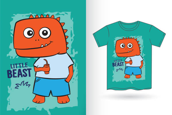 卡通小怪兽服装印花设计,可爱童趣图案