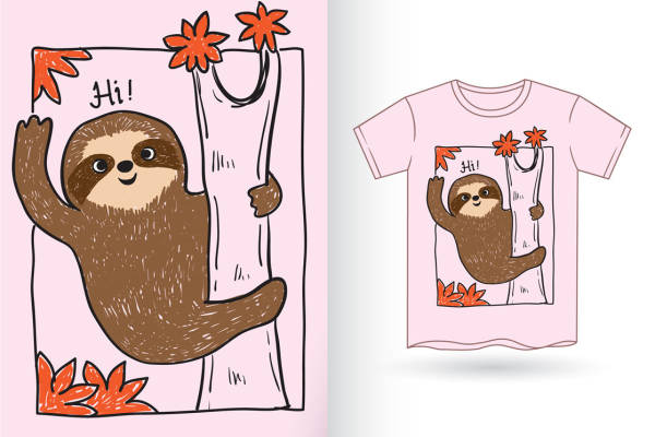 萌趣树懒裁片印花设计，打造个性服装