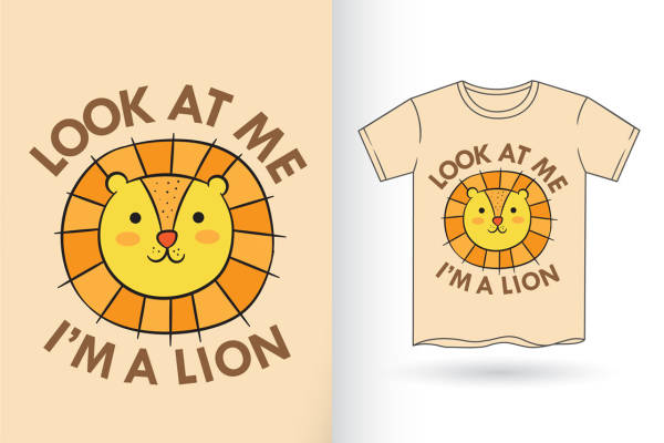 可爱狮子图案服装印花设计素材