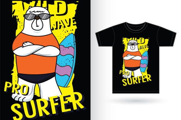 时尚潮流服装印花素材：可爱熊图案裁片印花