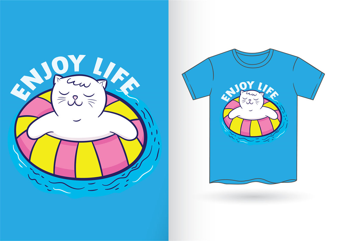 轻松夏日，猫咪浮圈印花，打造个性服装