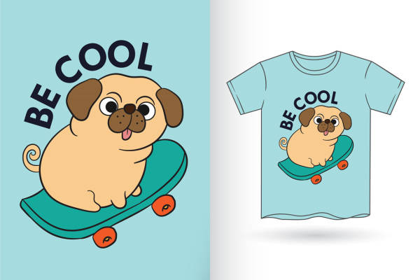 萌宠滑板狗裁片印花，打造个性服装