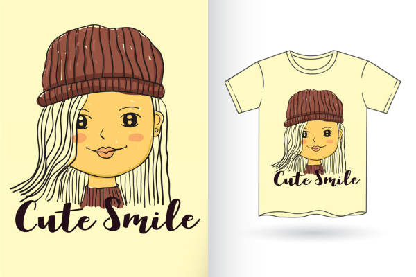 可爱女孩头像印花裁片，打造个性服装