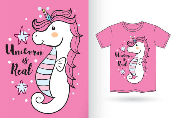 梦幻独角兽服装印花裁片设计素材