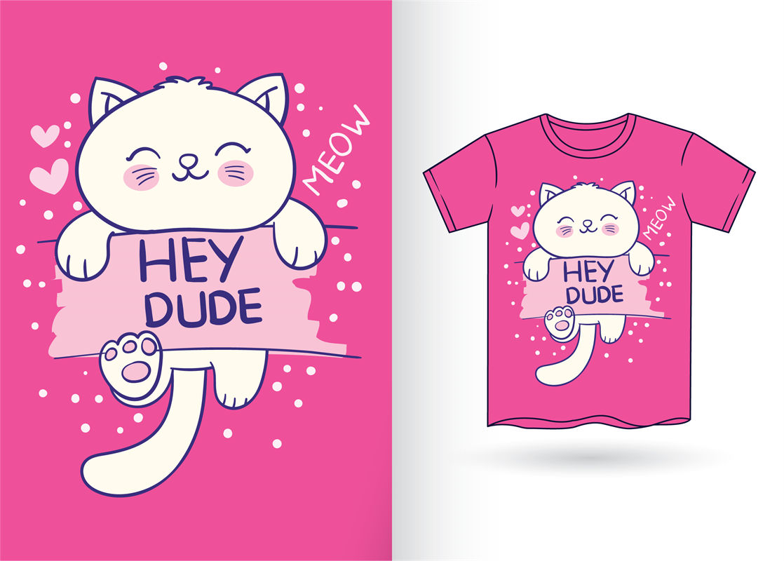 可爱猫咪印花图案，打造个性服装