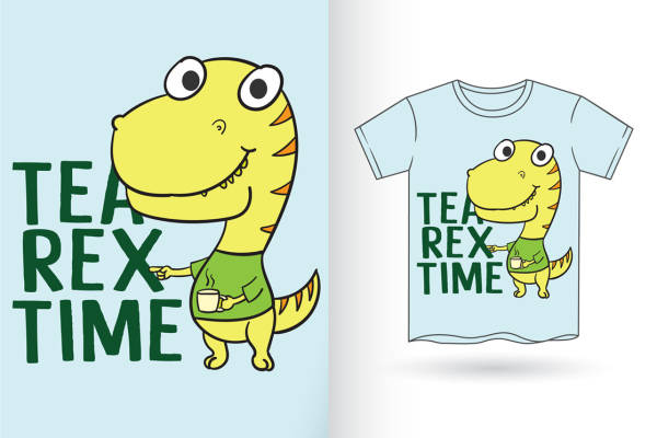 萌趣恐龙茶饮印花，打造个性服装