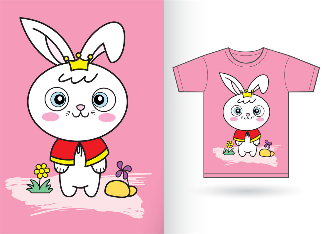 可爱兔子服装印花裁片设计素材