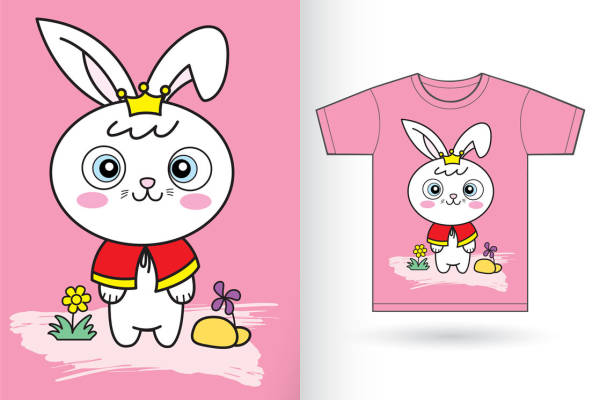 可爱兔子服装印花裁片设计素材