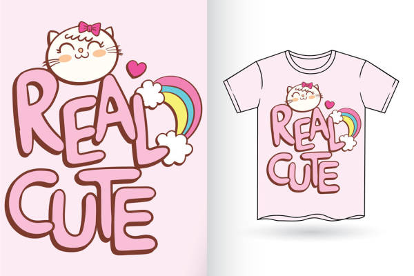 可爱猫咪彩虹印花图案：服装印花裁片设计灵感