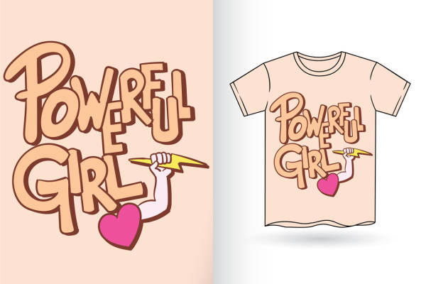 服装印花素材:POWERFUL GIRL 女士T恤印花设计