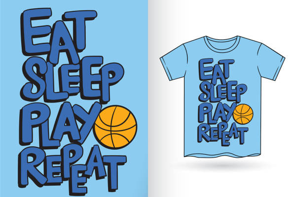 卡通篮球图案服装印花裁片设计