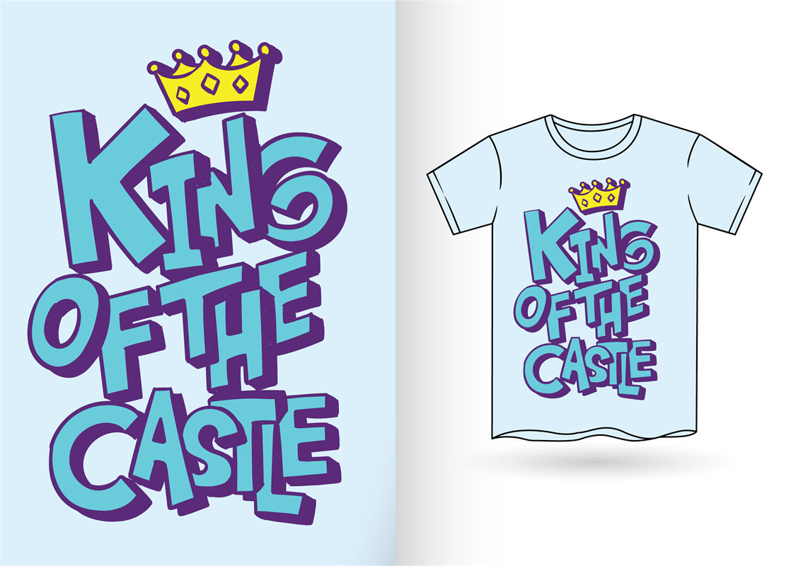 时尚个性“King of the Castle”印花图案，适合服装裁片印花