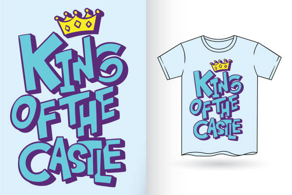 时尚个性“King of the Castle”印花图案,适合服装裁片印花