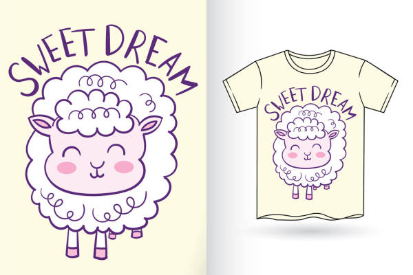 可爱绵羊图案服装印花裁片素材