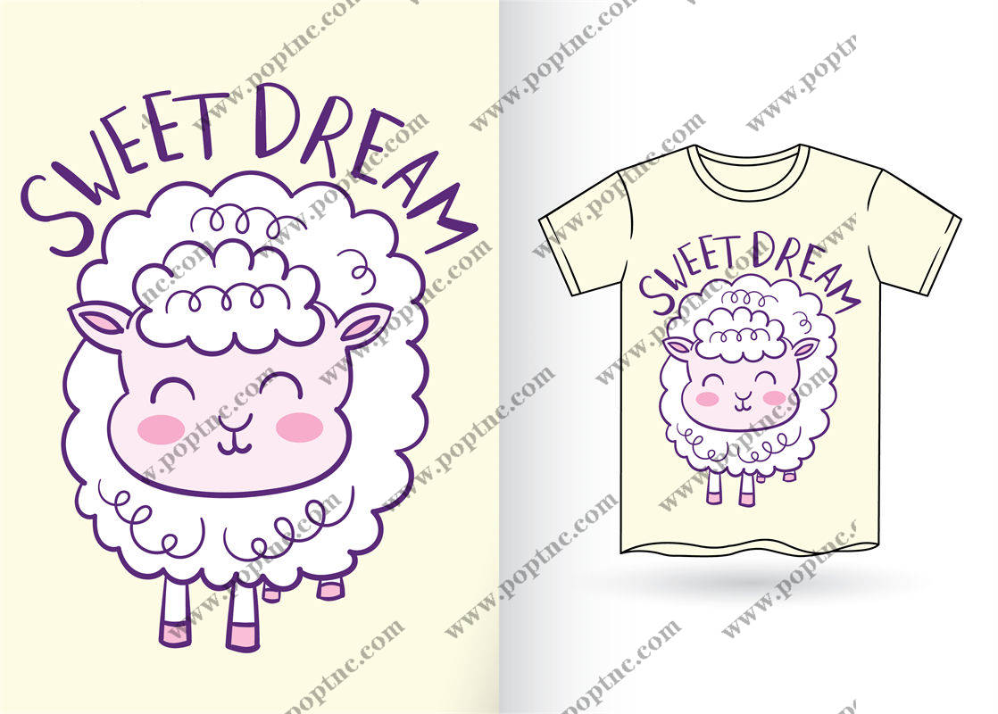 可爱绵羊图案服装印花裁片素材