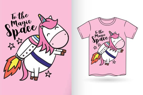 魔法独角兽裁片印花：可爱卡通风格服装印花