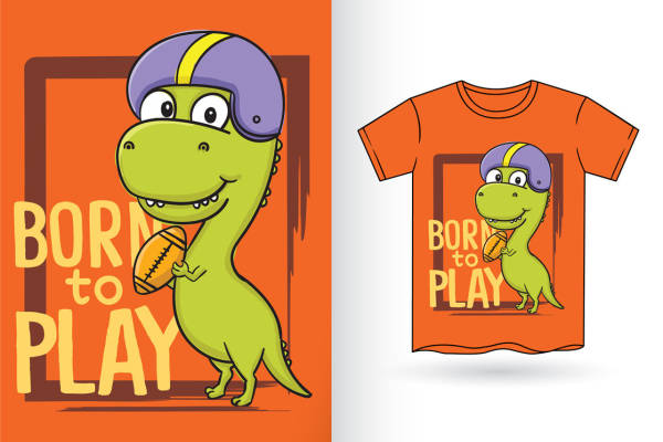 恐龙足球手图案服装印花裁片印花