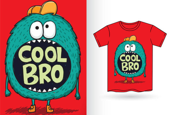 卡通怪兽印花图案，创意服装印花素材