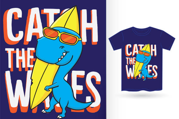 卡通恐龙裁片印花设计，适合儿童服装印花