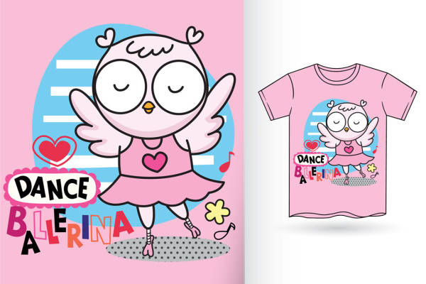 可爱芭蕾舞者服装印花裁片设计