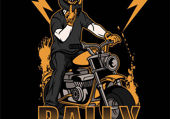 复古摩托车手图案服装印花设计