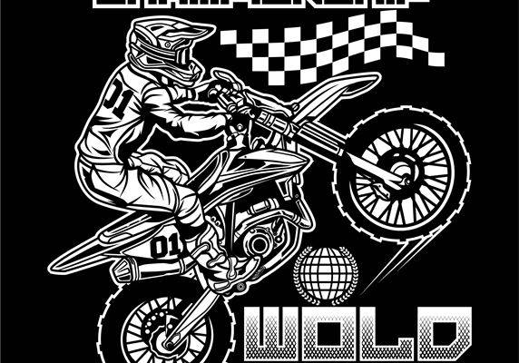 越野摩托车手图案裁片印花，打造个性服装