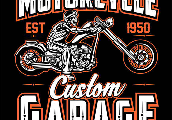 复古摩托车图案裁片印花，打造个性服装