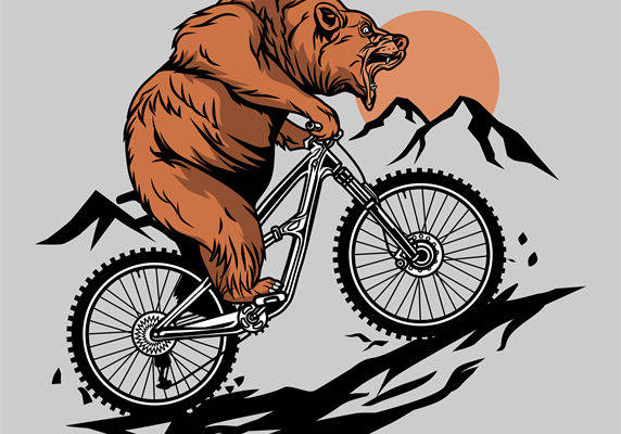 山地熊骑车印花素材：服装印花新选择