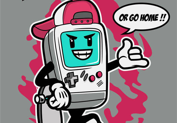 复古游戏机卡通人物服装印花设计