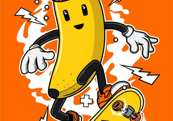 创意滑板香蕉印花图案，打造个性服装