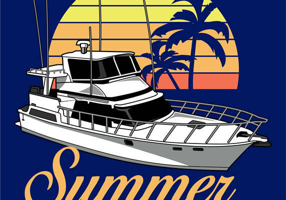 夏日游艇与椰树裁片印花，打造个性服装