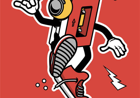 复古耳机滑板图案服装印花裁片印花