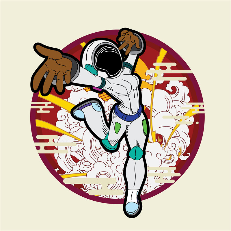 未来科技风宇航员印花裁片，打造个性服装
