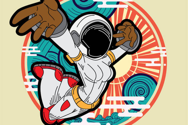 未来宇航员裁片印花：太空探索风格服装印花