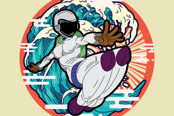 宇航员冲浪图案裁片印花,打造个性服装