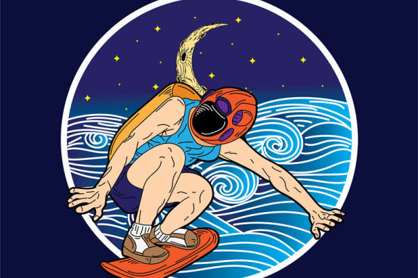 月夜冲浪者：创意服装印花裁片设计